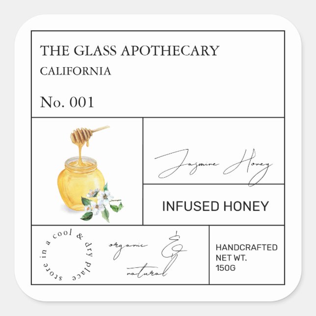 Apothecary Jasmine Infused Honey Label (Front)