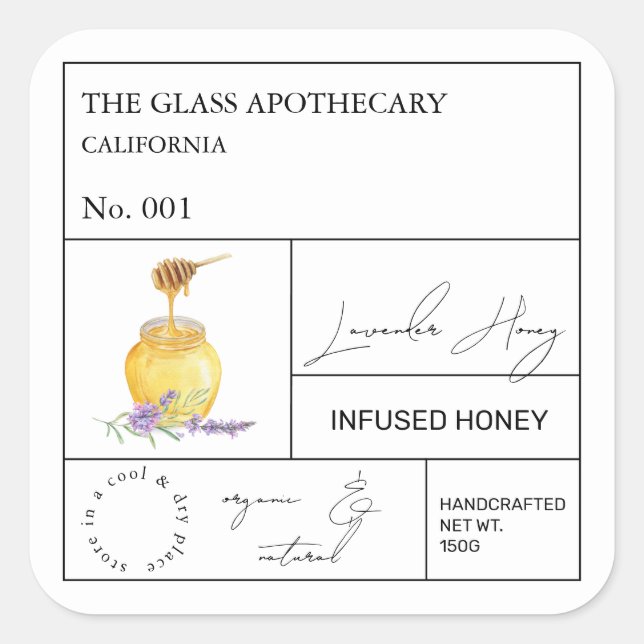 Apothecary Lavender Infused Honey Label (Front)