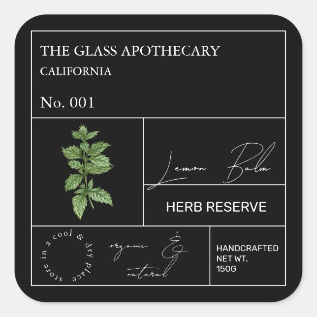 Apothecary Lemon Balm Label (Front)