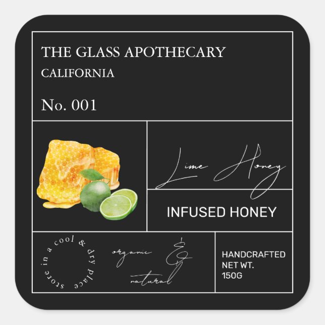 Apothecary Lime Infused Honey Label (Front)