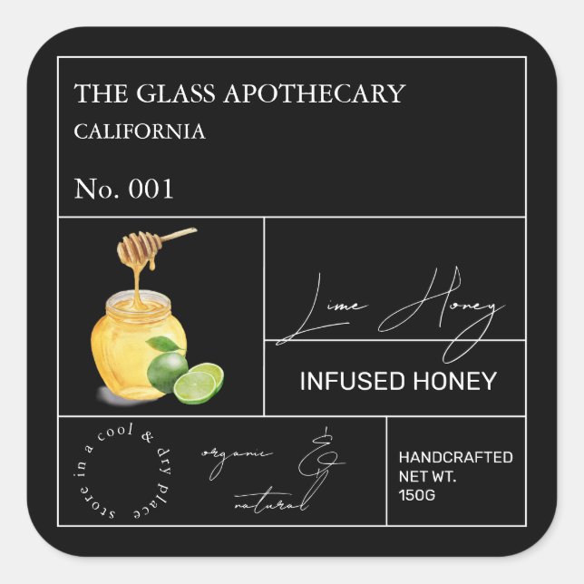Apothecary Lime Infused Honey Label (Front)