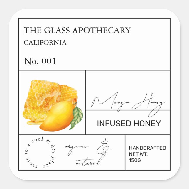 Apothecary Mango Infused Honey Label (Front)