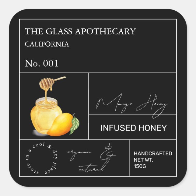 Apothecary Mango Infused Honey Label (Front)