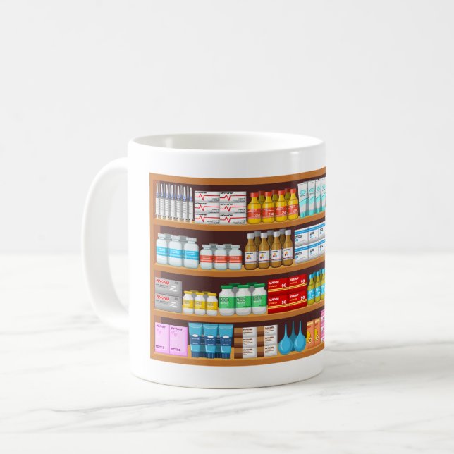 Apothecary Medicine Bottles and Supplies Pharmacy Coffee Mug (Front Left)