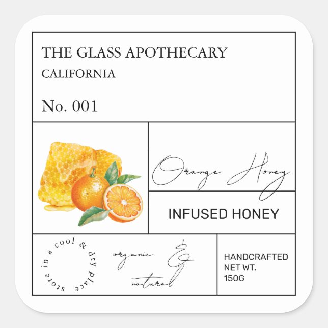 Apothecary Orange Infused Honey Label (Front)