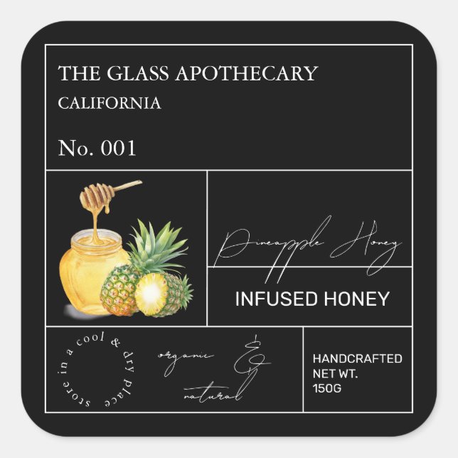 Apothecary Pineapple Infused Honey Label (Front)