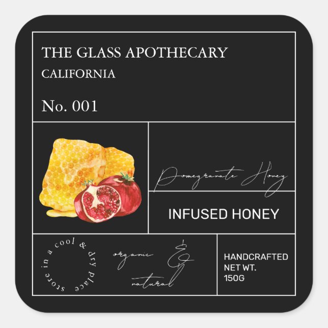Apothecary Pomegranate Infused Honey Label (Front)