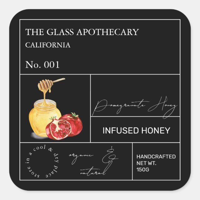 Apothecary Pomegranate Infused Honey Label (Front)