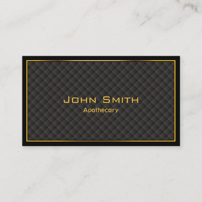 Apothecary Professional Gold Frame Diamond Grids  Business Card (Front)