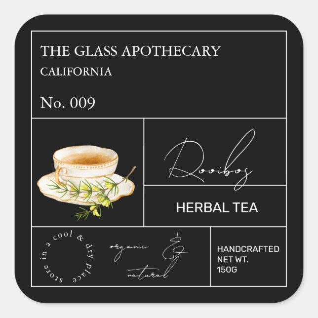 Apothecary Rooibos Herbal Tea  Label (Front)