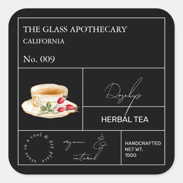 Apothecary Rosehip Herbal Tea Label (Front)