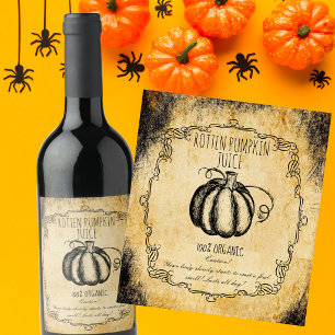 Apothecary Rotten Pumpkin Juice Vintage Halloween  Wine Label