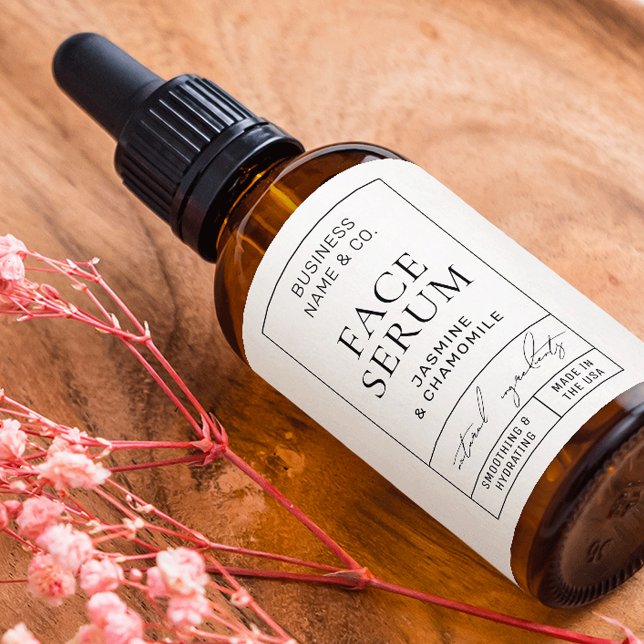 Apothecary Style Modern Cosmetic Bottle Label (Minimalist fully customizable dropper bottle wrapper style label in apothecary style design)