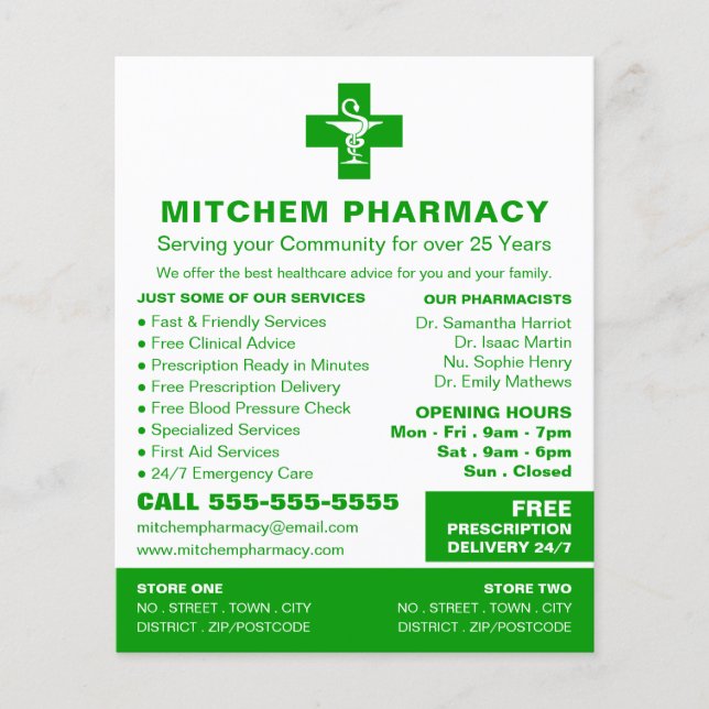 Apothecary Symbol, Pharmacy, Pharmacists Flyer (Front)