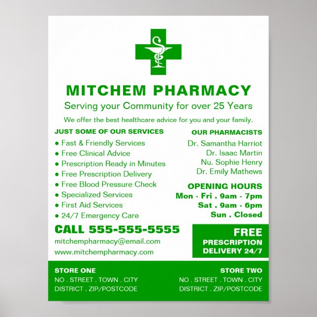 Apothecary Symbol, Pharmacy, Pharmacists Poster (Front)