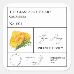 Apothecary Thyme Infused Honey Label