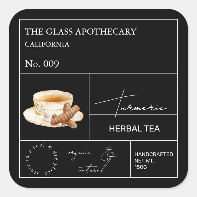 Apothecary Turmeric Herbal Tea  Label (Front)