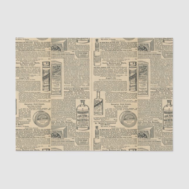 Apothecary Vintage Newspaper Ads Tissue Paper (Front)