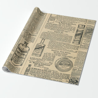 Apothecary Vintage Newspaper Ads Wrapping Paper