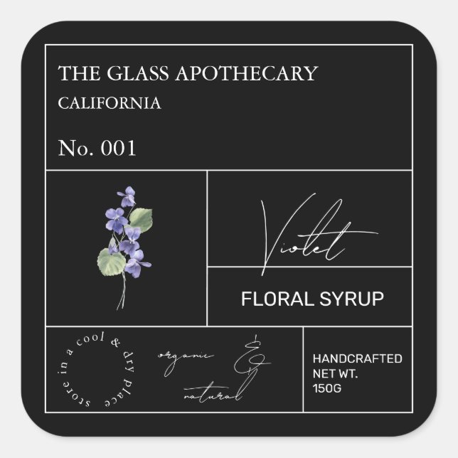 Apothecary Violet Flower Label (Front)
