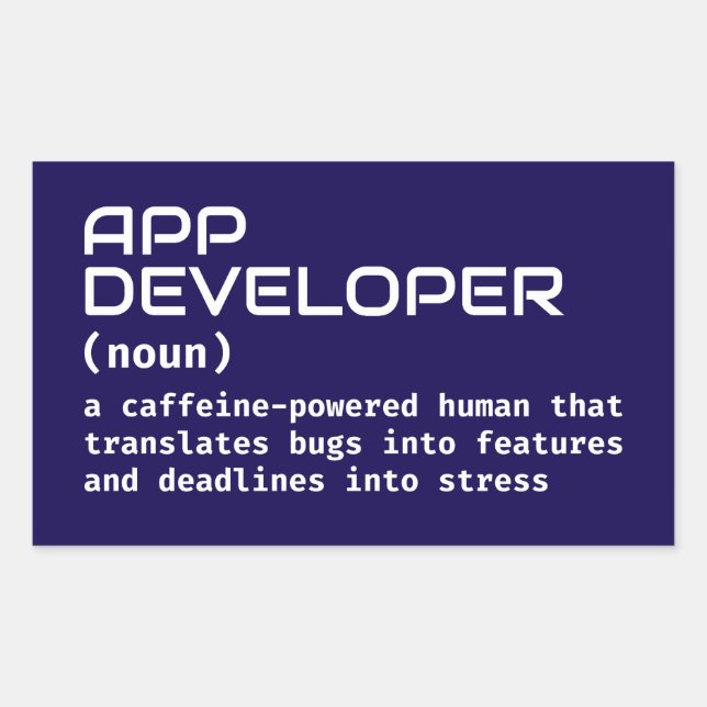 App Developer Humour Definition Rectangular Sticker (Front)
