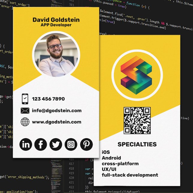 App Developer - Yellow Business Card (Creator Uploaded)