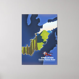 Appalachia Eastern United States travel map Canvas Print