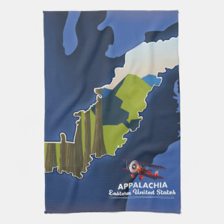 Appalachia Eastern United States travel map Tea Towel
