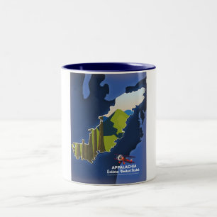 Appalachia Eastern United States travel map Two-Tone Coffee Mug