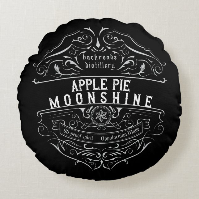 Appalachia Moonshine Label Round Cushion (Front)
