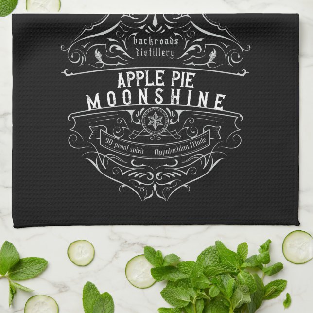 Appalachia Moonshine Label Tea Towel (Folded)
