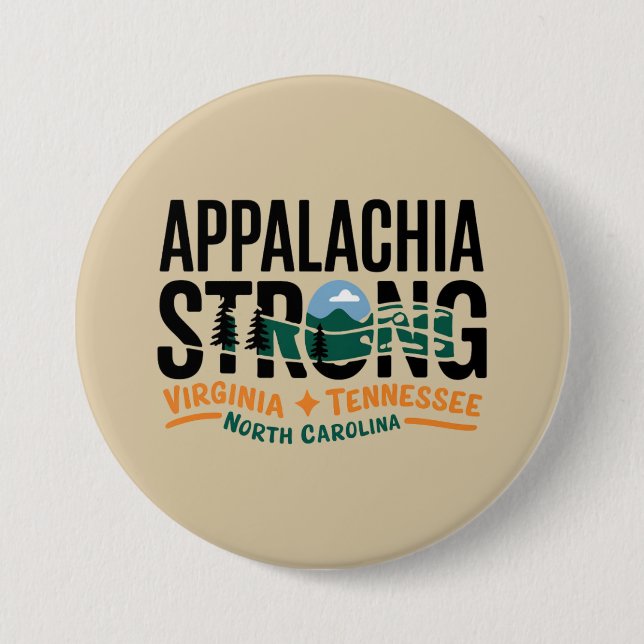 Appalachia Strong Mountain Outdoors Hiking NC  7.5 Cm Round Badge (Front)