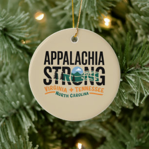 Appalachia Strong Mountain Outdoors Hiking NC Ceramic Tree Decoration