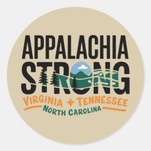 Appalachia Strong Mountain Outdoors Hiking NC  Classic Round Sticker