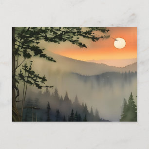 Appalachian Sunrise Watercolor Digital Art Postcard