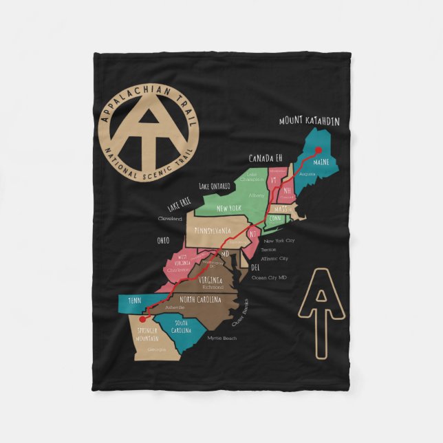 Appalachian Trail Hiking Map  Fleece Blanket (Front)