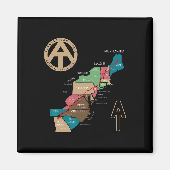 Appalachian Trail Hiking Map  Magnet (Front)