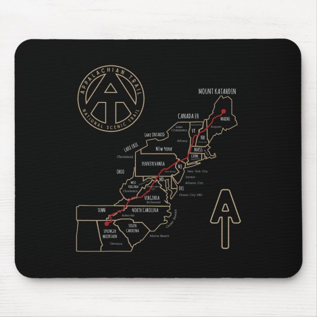 Appalachian Trail Hiking Map  Mouse Mat (Front)