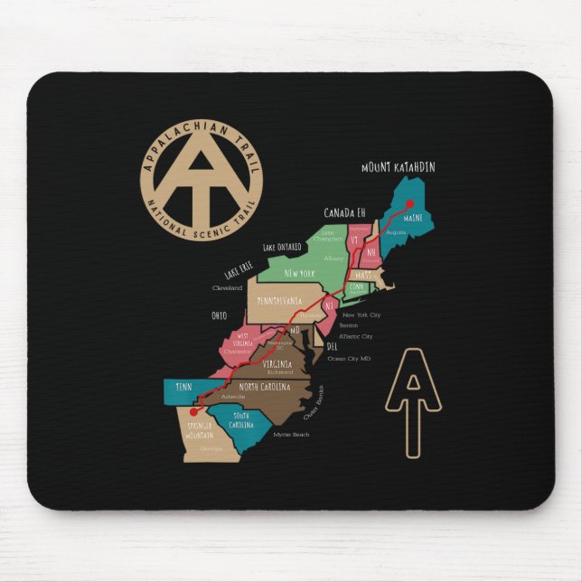 Appalachian Trail Hiking Map  Mouse Mat (Front)
