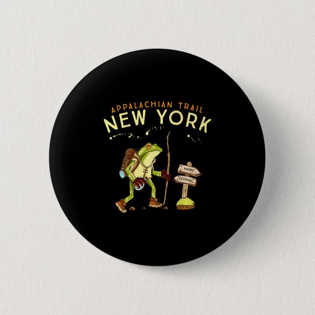 Appalachian Trail New York Hiking Frog _1  6 Cm Round Badge (Front)