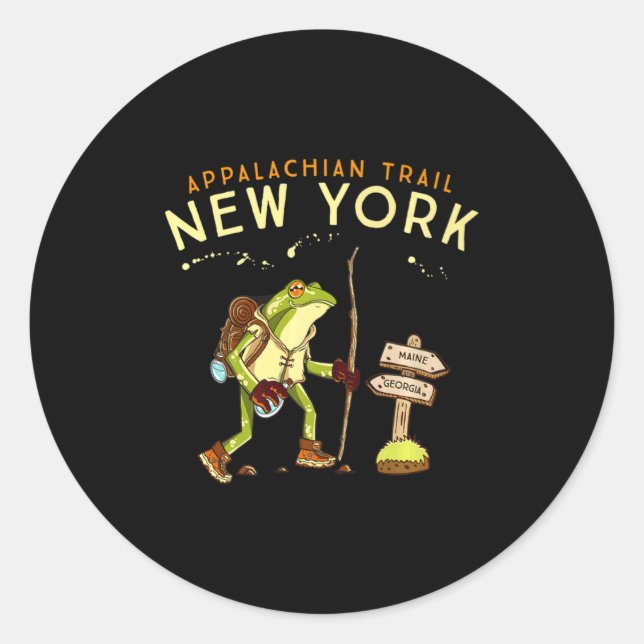 Appalachian Trail New York Hiking Frog _1  Classic Round Sticker (Front)