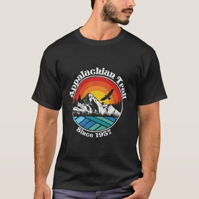 Appalachian Trail Scene Retro Mountains T-Shirt (Front)