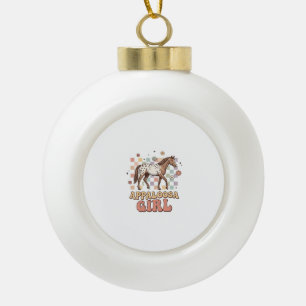 Appaloosa Girl Vintage Horse Western T-Shirt Desig Ceramic Ball Christmas Ornament
