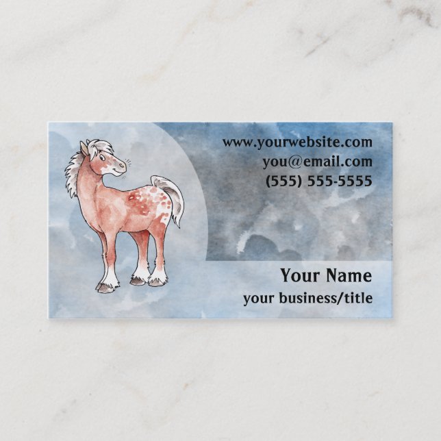 Appaloosa Horse Business Card - Blue and Grey (Front)
