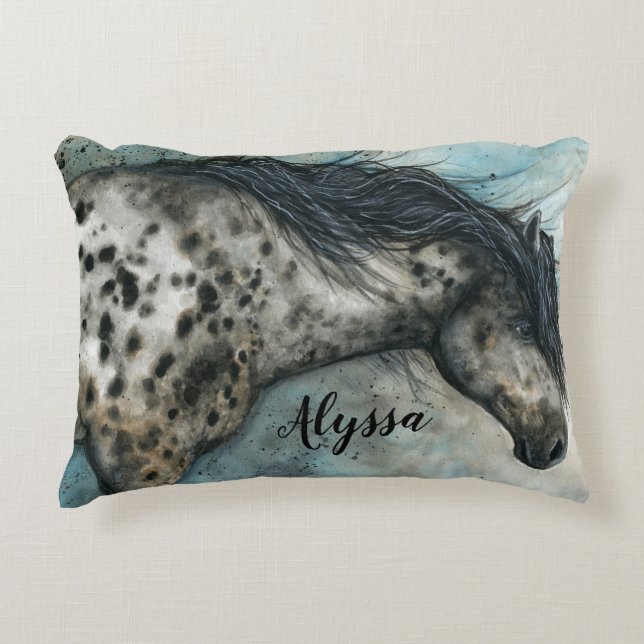 Appaloosa Horse by Bihrle Custom Name Pillow (Front)