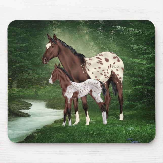 Appaloosa Horse Mare and Foal Mouse Mat (Front)