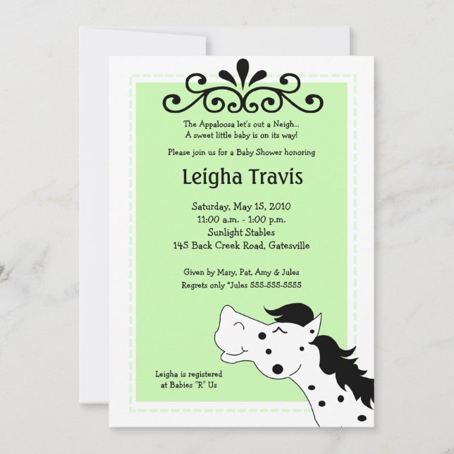 Appaloosa Horse Neutral 5x7 Baby Shower Invitation (Front)
