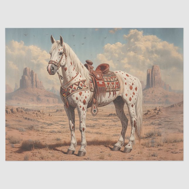 Appaloosa Horse Painted Desert Scenic Decoupage Tissue Paper (Front)