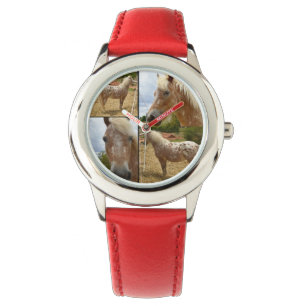 Appaloosa Horse Photo Collage, Kids Leather Watch