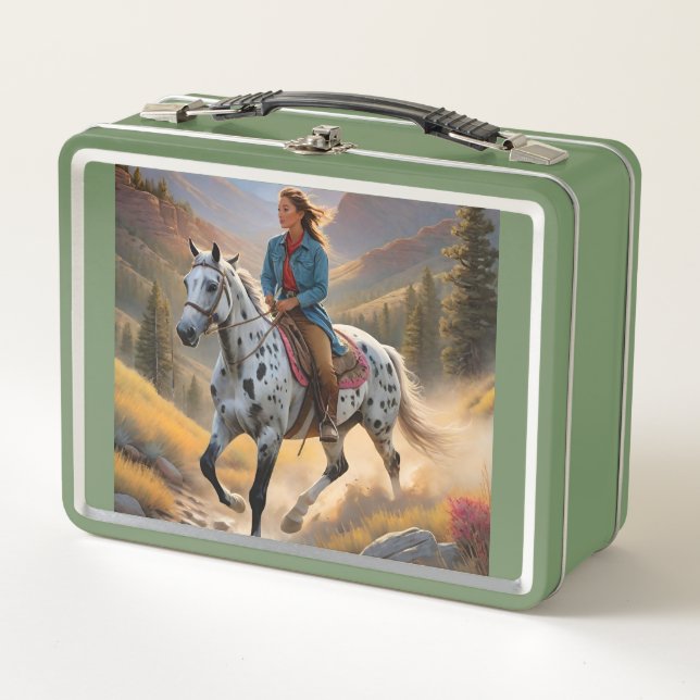 Appaloosa Horse Watercolor Leopard  Metal Lunch Box (Front)